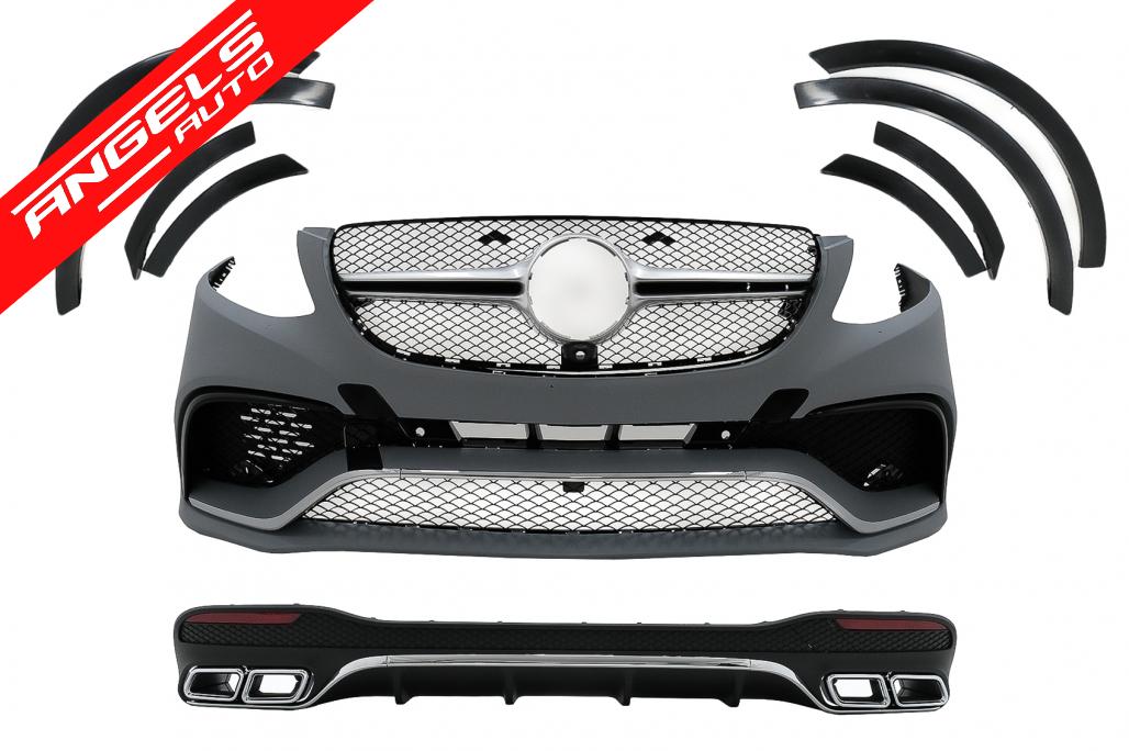 Pachet Exterior compatibil cu Mercedes GLE W166 SUV (2015-2018) Negru Crom