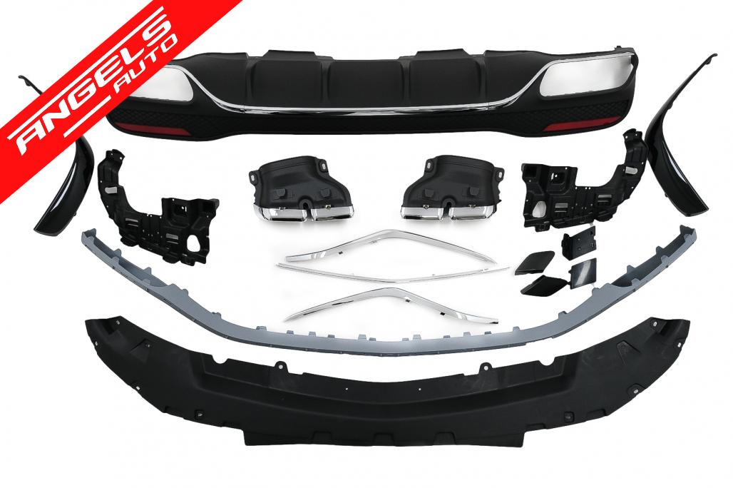 Pachet Exterior compatibil cu Mercedes GLE W166 SUV (2015-2018) Negru Crom - imagine 6
