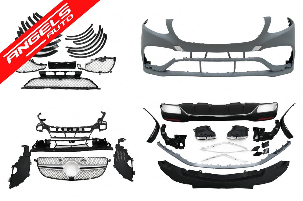 Pachet Exterior compatibil cu Mercedes GLE W166 SUV (2015-2018) Negru Crom - imagine 5