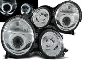 Faruri LED Angel Eyes compatibile cu Mercedes E-Class W210 (06.99-02) Chrome Facelift