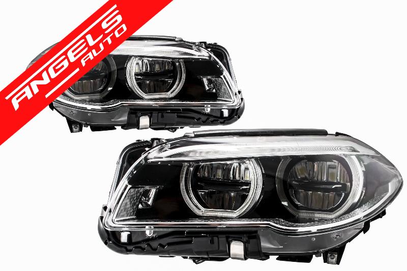 Faruri Full LED Angel Eyes compatibile cu BMW Seria 5 F10 F11 LCI (2014-2017)