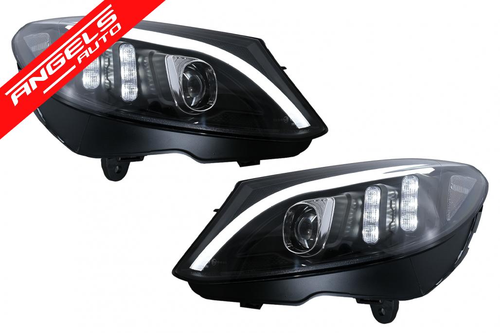 Faruri LED compatibile cu Mercedes C-Class W205 S205 A205 C205 (2014-2018) Negru Semnal Dinamic