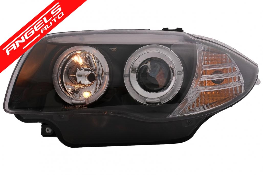 Faruri Angel Eyes compatibile cu BMW Seria 1 E81 E82 E87 E88 (2004-2011) Negru - imagine 5