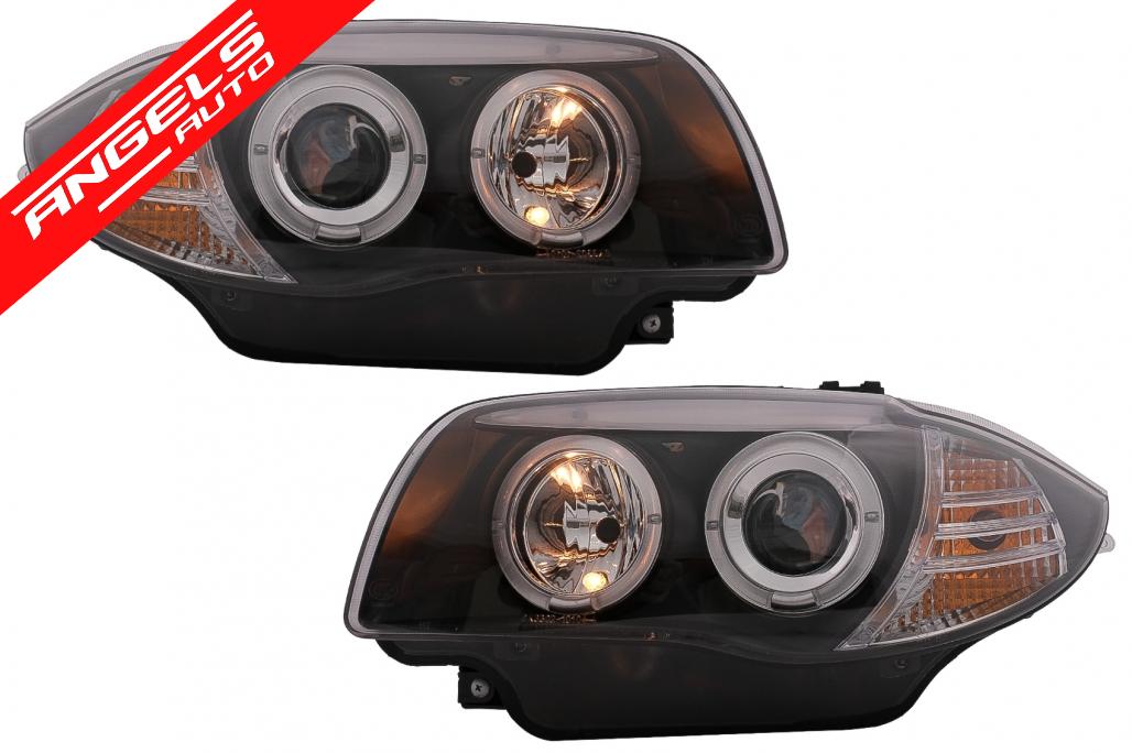 Faruri Angel Eyes compatibile cu BMW Seria 1 E81 E82 E87 E88 (2004-2011) Negru - imagine 6