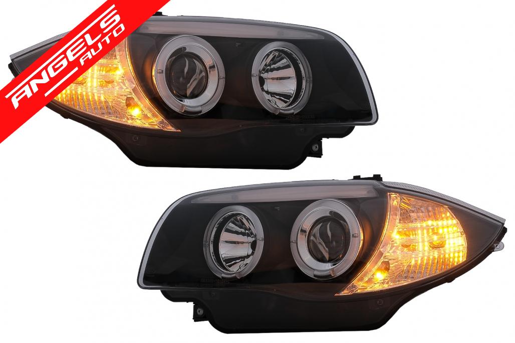 Faruri Angel Eyes compatibile cu BMW Seria 1 E81 E82 E87 E88 (2004-2011) Negru - imagine 8