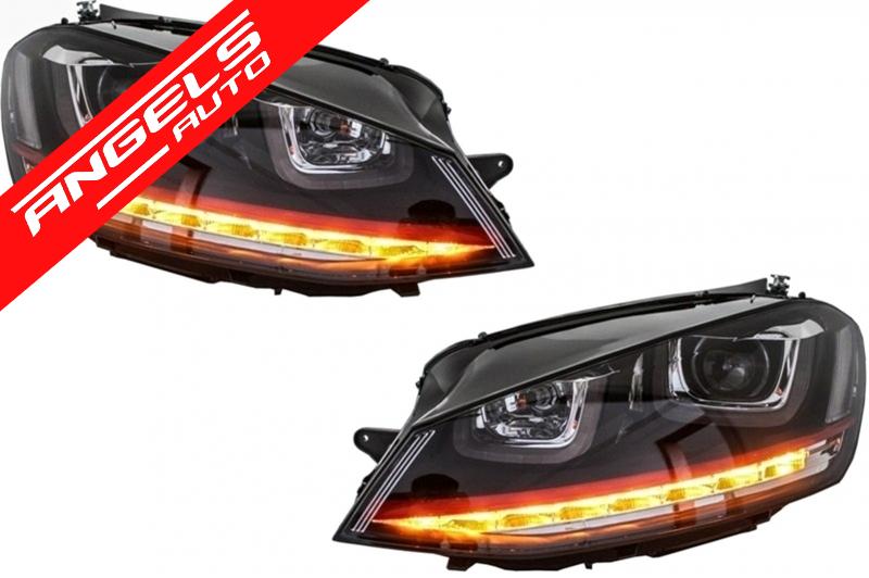 Ansamblu Faruri 3D LED cu Grila compatibil cu VW compatibil cu Golf 7 VII (2012-2017) R20 GTI Rosu - imagine 7