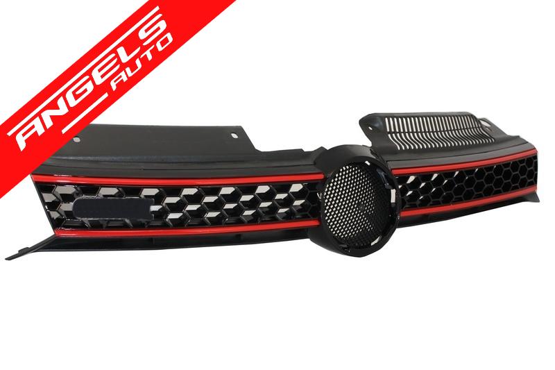 Grila Centrala si Faruri LED LHD compatibila cu VW compatibila cu Golf 6 VI 2008-2012 GTI Design - imagine 3