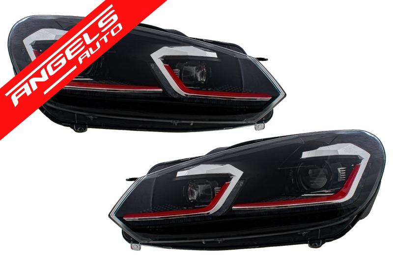 Grila Centrala si Faruri LED LHD compatibila cu VW compatibila cu Golf 6 VI 2008-2012 GTI Design - imagine 5
