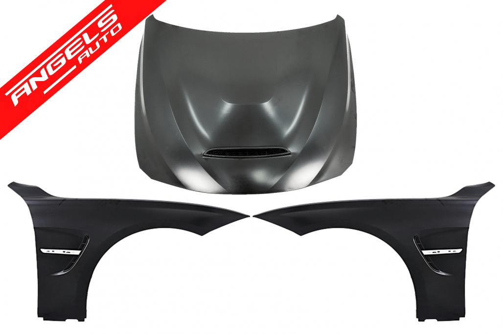 Capota cu Aripi Laterale Negru Crom compatibila cu BMW Seria 3 F30 F31 (2011-2019) M3 GTS Look