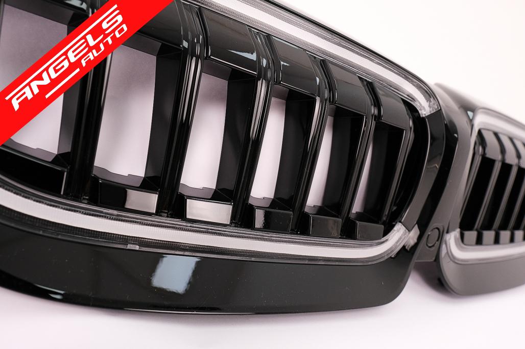 Grila Centrala cu LED compatibila cu BMW Seria 3 G20 Sedan G21 Touring (2019-2022) Negru Lucios - imagine 3