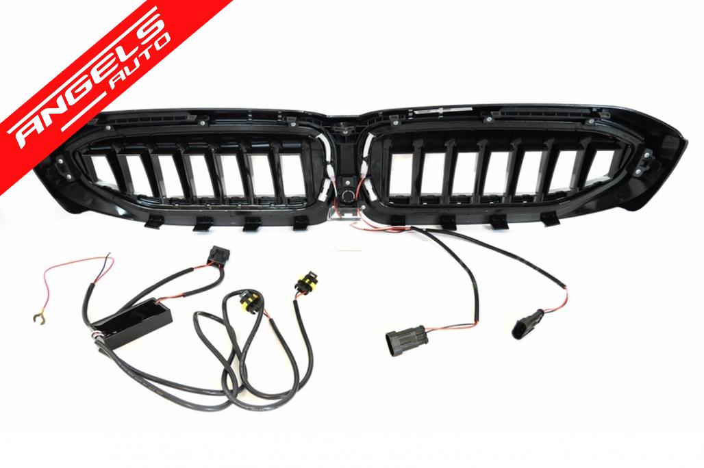 Grila Centrala cu LED compatibila cu BMW Seria 3 G20 Sedan G21 Touring (2019-2022) Negru Lucios - imagine 7