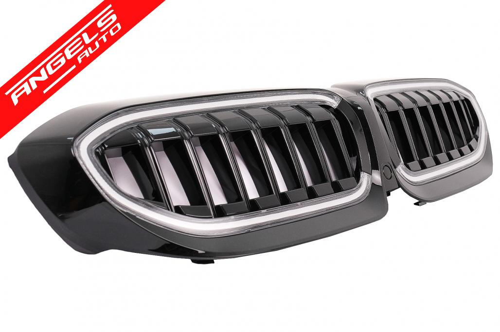 Grila Centrala cu LED compatibila cu BMW Seria 3 G20 Sedan G21 Touring (2019-2022) Negru Lucios - imagine 4