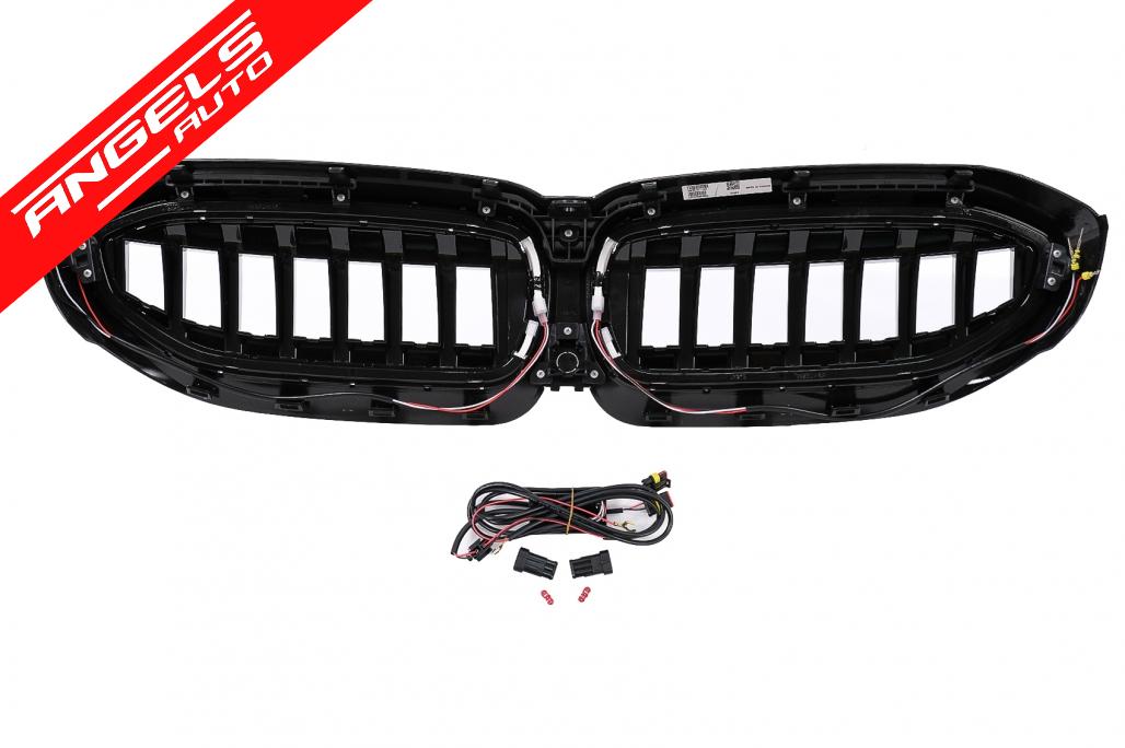 Grila Centrala cu LED compatibila cu BMW Seria 3 G20 Sedan G21 Touring (2019-2022) Negru Lucios - imagine 8