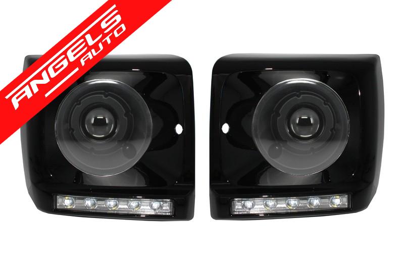 Carcasa Faruri cu Lumini Zi LED compatibila cu Mercedes W463 (89-12) G65 Look + Faruri Bi-Xenon