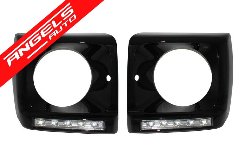 Carcasa Faruri cu Lumini Zi LED compatibila cu Mercedes W463 (89-12) G65 Look + Faruri Bi-Xenon - imagine 2