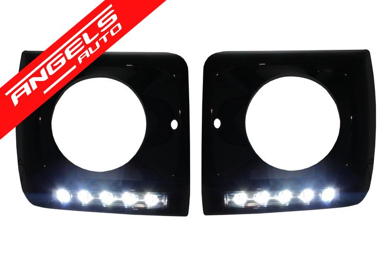 Carcasa Faruri cu Lumini Zi LED compatibila cu Mercedes W463 (89-12) G65 Look + Faruri Bi-Xenon - imagine 3