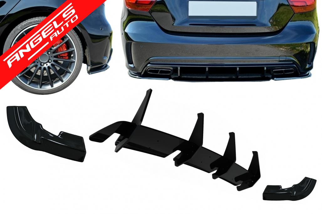 Kit Prelungiri Difuzor Bara Spate compatibil cu Mercedes W176 A45 Hatchback (2015-2018) Negru