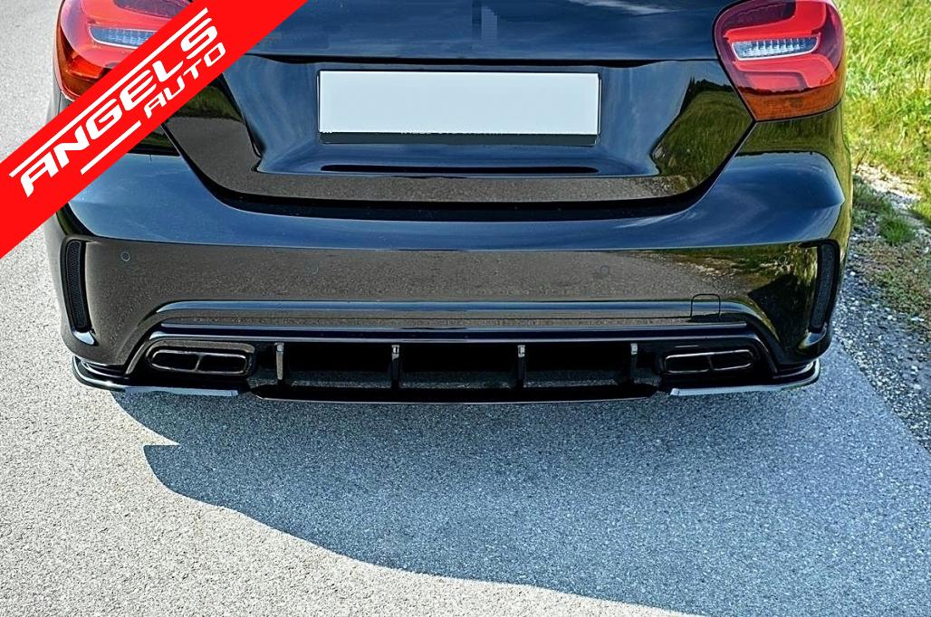 Prelungire Difuzor Bara Spate compatibila cu Mercedes W176 A45 Hatchback (15-18) Negru Lucios - imagine 5