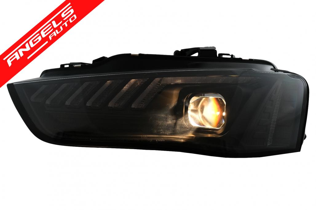 Faruri LED DRL compatibile cu Audi A4 B8.5 Facelift (2012-2015) Negru Semnal Dinamic - imagine 5