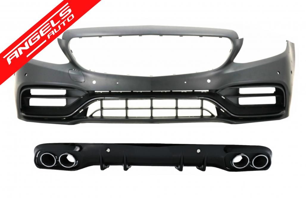 Bara Fata cu Difuzor Evacuare Dubla si Tobe compatibila cu Mercedes C-Class A205 C205 (2014-2019) C63 Design