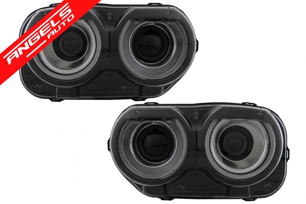 Faruri LED compatibile cu Dodge Challenger (2015-2024) Negru cu Lumini RGB - imagine 5