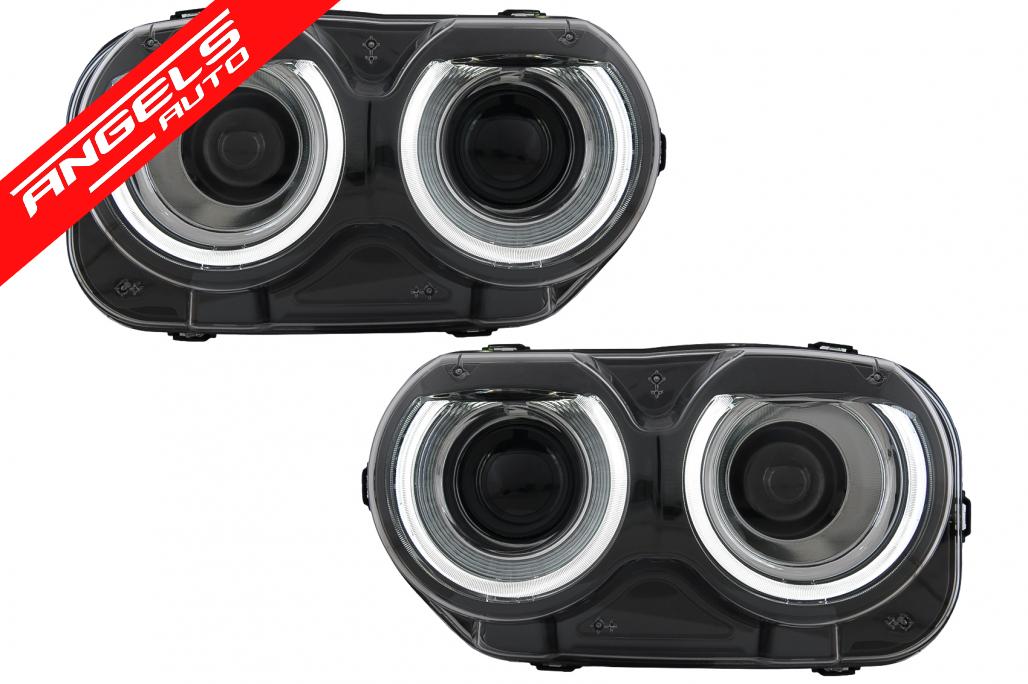 Faruri LED compatibile cu Dodge Challenger (2015-2024) Negru cu Lumini RGB - imagine 3
