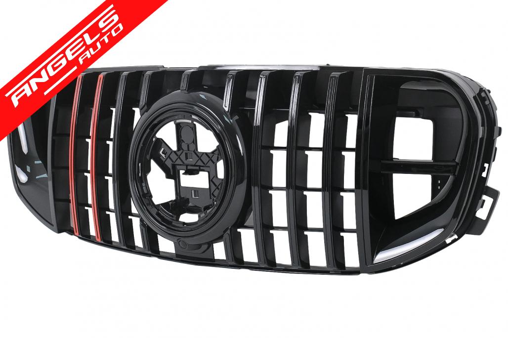 Grila Centrala Mercedes GLS SUV X167 (2019-2023) GTR Look Negru cu Dungi Rosii - imagine 2