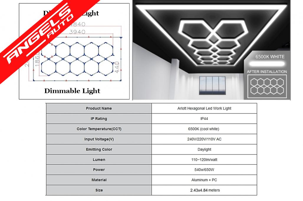 Sistem de Iluminare Plafon Hexagon / HoneyComb 3,94 x 1,86 m Lumina Ajustabila - imagine 2