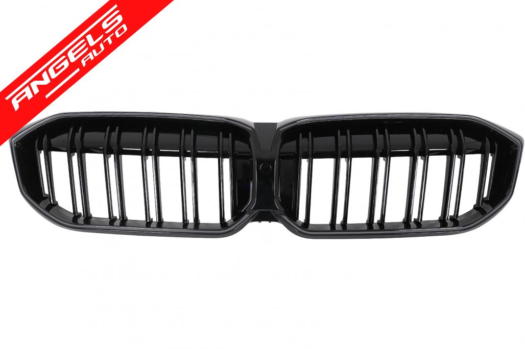 Grila Centrala Dubla cu LED compatibila cu BMW Seria 3 G20 G21 (2019-2022 ) Negru Lucios - imagine 2