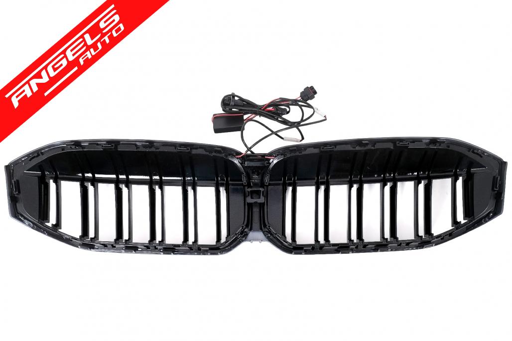 Grila Centrala Dubla cu LED compatibila cu BMW Seria 3 G20 G21 (2019-2022 ) Negru Lucios - imagine 7