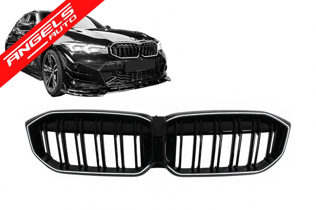 Grila Centrala Dubla cu LED compatibila cu BMW Seria 3 G20 G21 (2019-2022 ) Negru Lucios