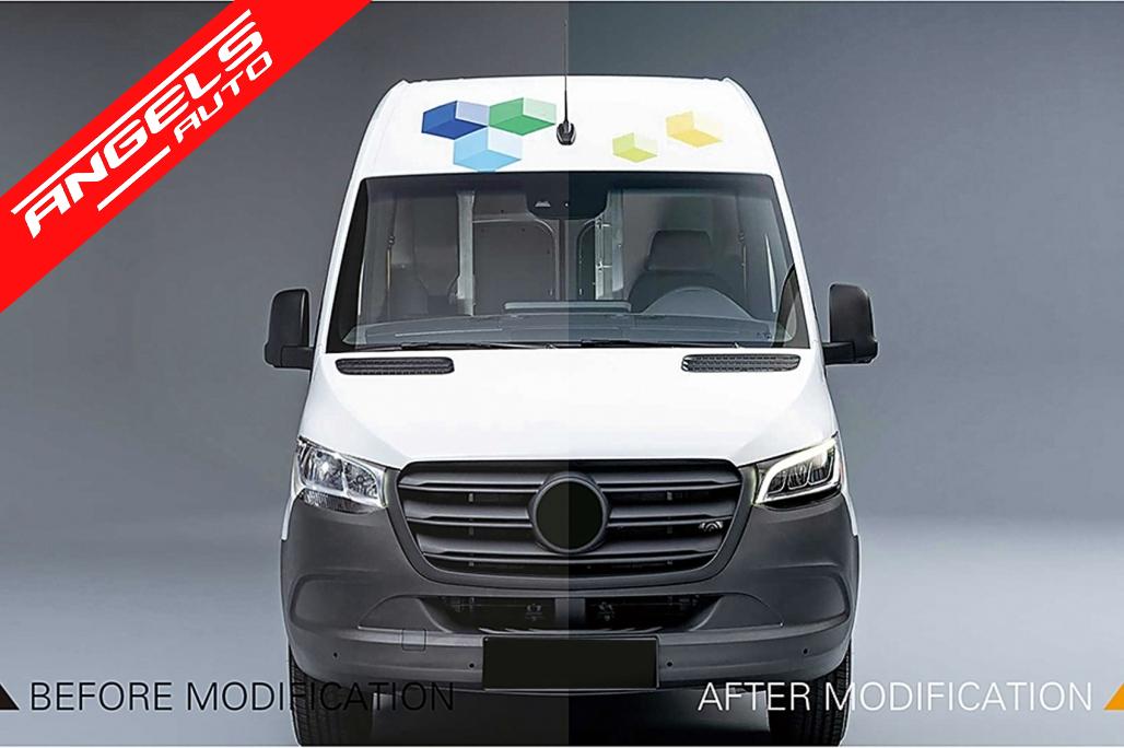 Faruri Full LED compatibile cu Mercedes Sprinter W907 Halogen (2019-2023) Negru - imagine 8