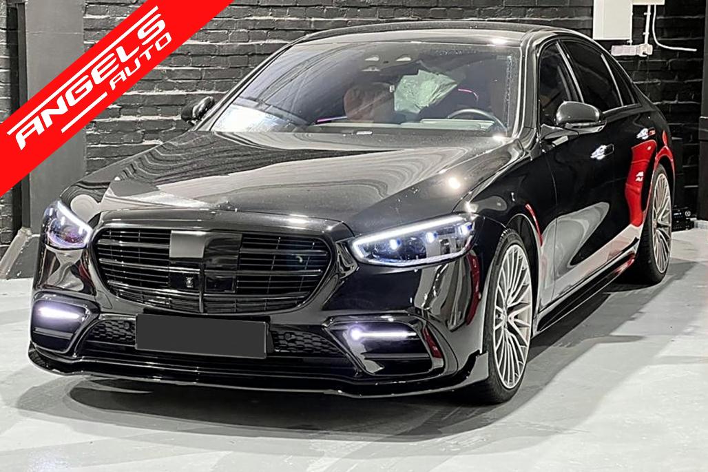 Prelungire Bara Fata compatibila cu Mercedes S-Class W223 Limousine Sport Line (2020-up) Negru Lucios - imagine 9