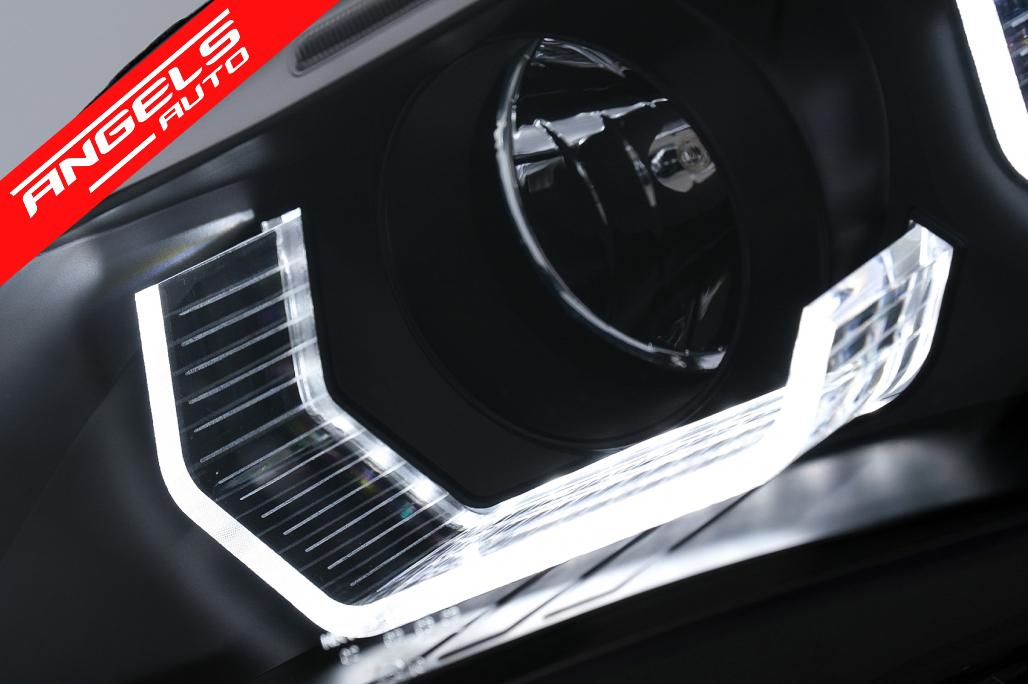 Faruri 3D LED Angel Eyes compatibile cu BMW Seria 5 E60 E61 (2003-2007) LCI Design Negru - imagine 4