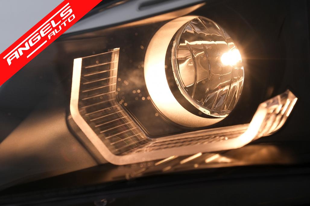 Faruri 3D LED Angel Eyes compatibile cu BMW Seria 5 E60 E61 (2003-2007) LCI Design Negru - imagine 9