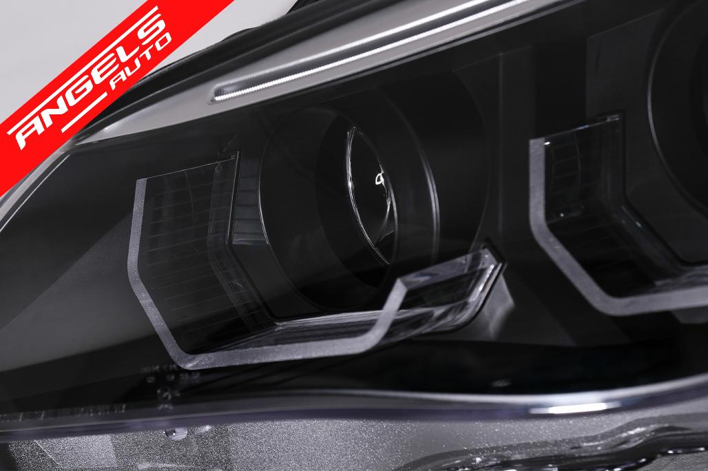 Faruri 3D LED Angel Eyes compatibile cu BMW Seria 5 E60 E61 (2003-2007) LCI Design Negru - imagine 14