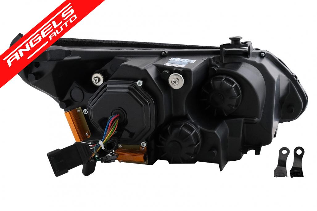 Faruri 3D LED Angel Eyes compatibile cu BMW Seria 5 E60 E61 (2003-2007) LCI Design Negru - imagine 15