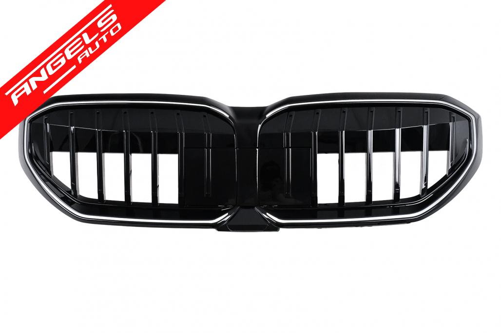 Grila Centrala cu LED compatibila cu BMW Seria 5 G60 G61 (2023-up) Negru Lucios
