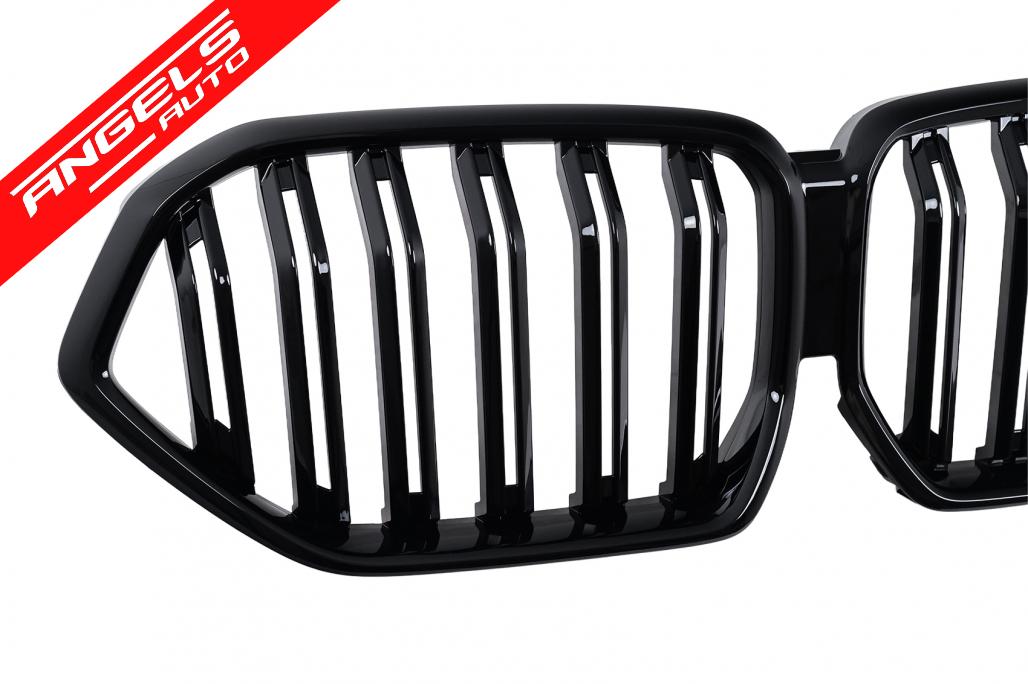 Grila Centrala Dubla compatibila cu BMW X6 G06 (2019-2022) M-Design Negru Lucios - imagine 6