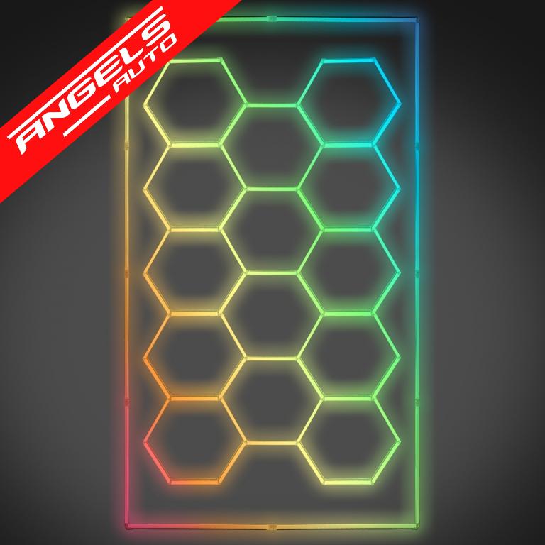 Sistem Iluminare Hexagonal Honeycomb LED RGB cu 14 panouri 2.30 x 4.56 m - imagine 2