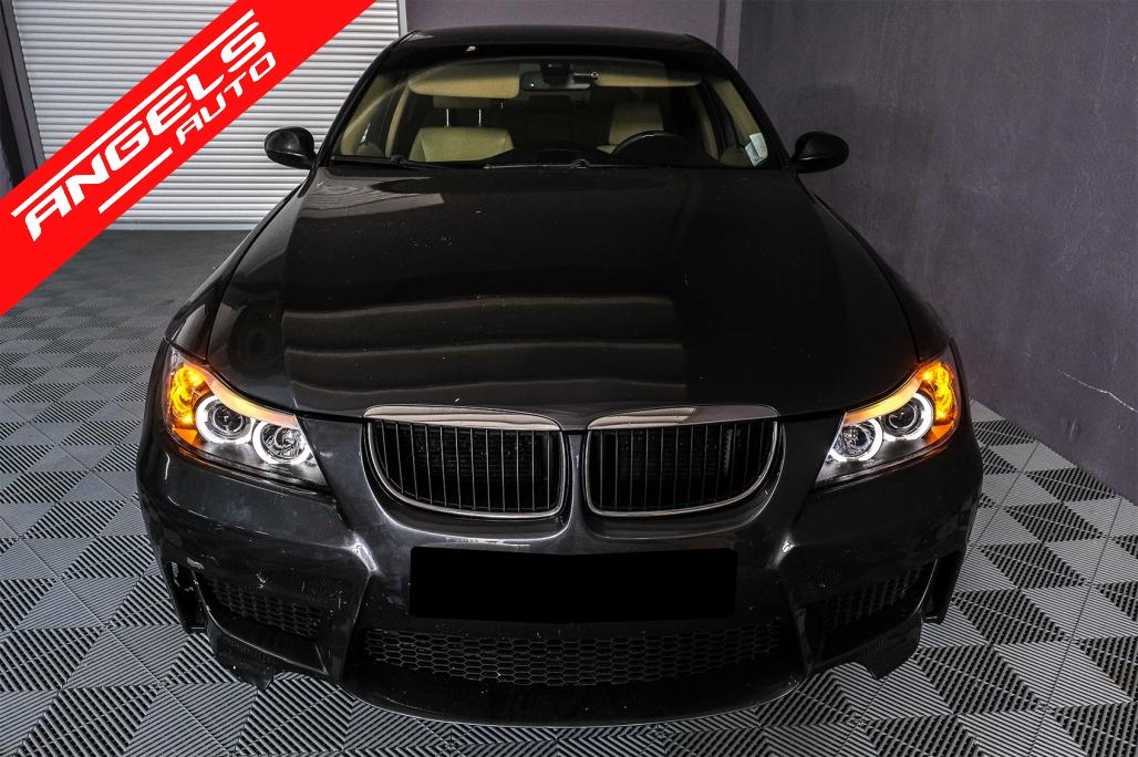 Faruri Angel Eyes compatibile cu BMW Seria 3 E90 Sedan E91 Touring (03.2005-08.2008) Negru - imagine 6