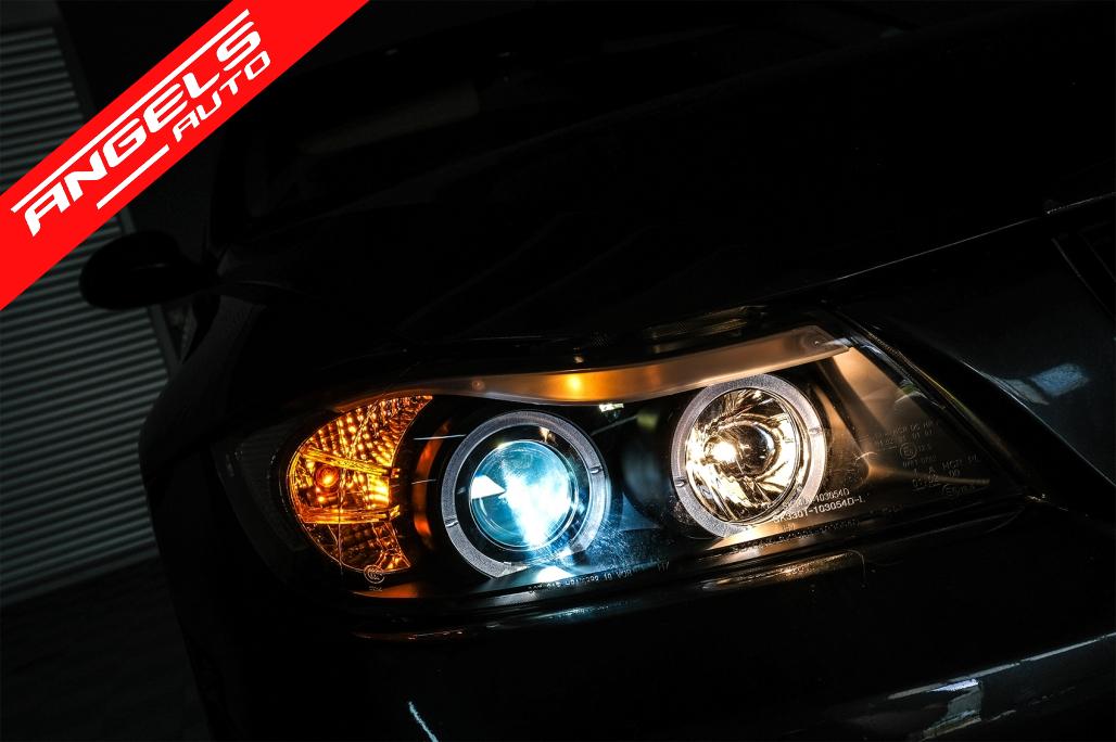 Faruri Angel Eyes compatibile cu BMW Seria 3 E90 Sedan E91 Touring (03.2005-08.2008) Negru - imagine 8
