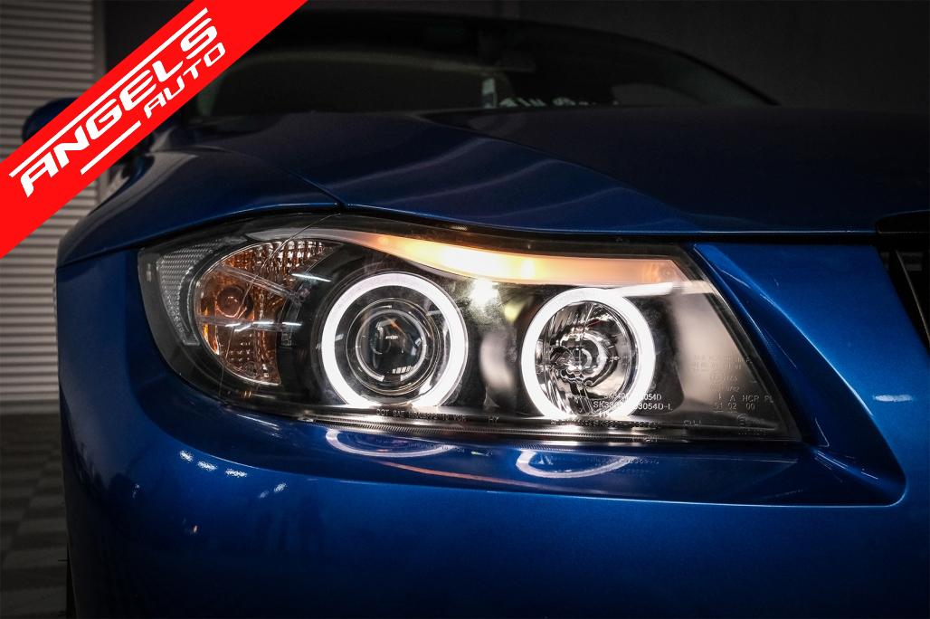 Faruri Angel Eyes compatibile cu BMW Seria 3 E90 Sedan E91 Touring (03.2005-08.2008) Negru - imagine 9