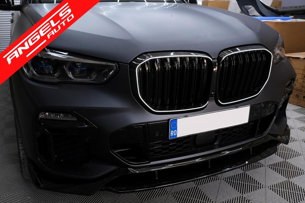 Grila Centrala cu LED compatibila cu BMW X5 G05 (2018-2022) Dubla Negru Lucios - imagine 11