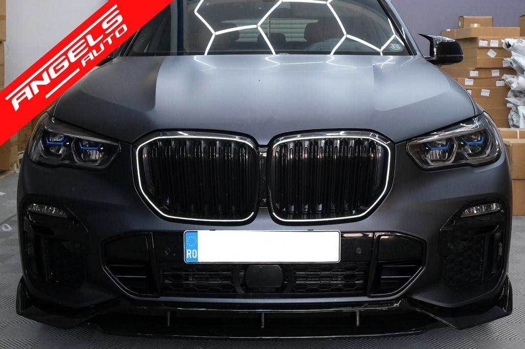 Grila Centrala cu LED compatibila cu BMW X5 G05 (2018-2022) Dubla Negru Lucios - imagine 10