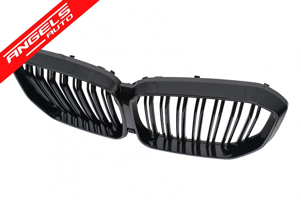 Grila Centrala cu LED compatibila cu BMW X5 G05 (2018-2022) Dubla Negru Lucios - imagine 5
