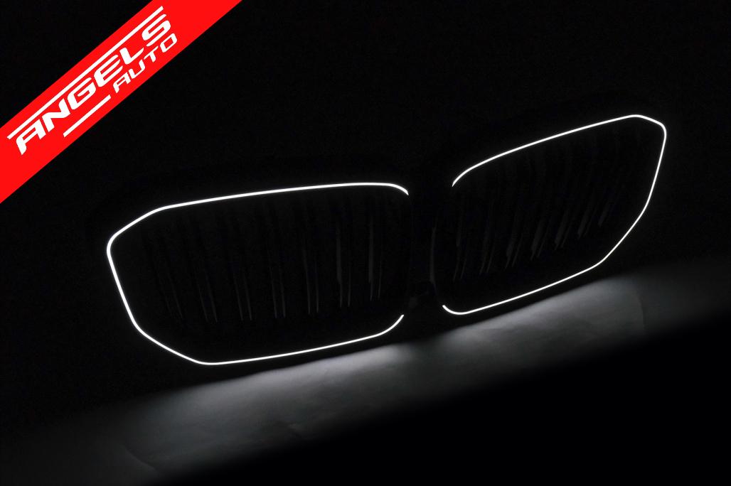 Grila Centrala cu LED compatibila cu BMW X5 G05 (2018-2022) Dubla Negru Lucios - imagine 9