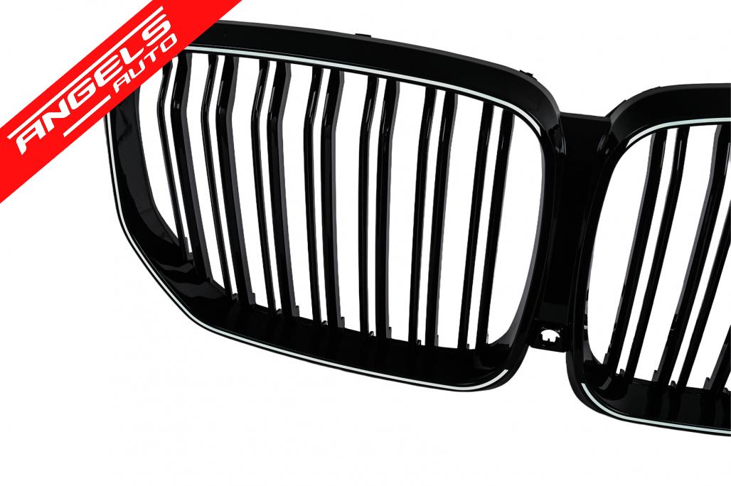 Grila Centrala cu LED compatibila cu BMW X5 G05 (2018-2022) Dubla Negru Lucios - imagine 6