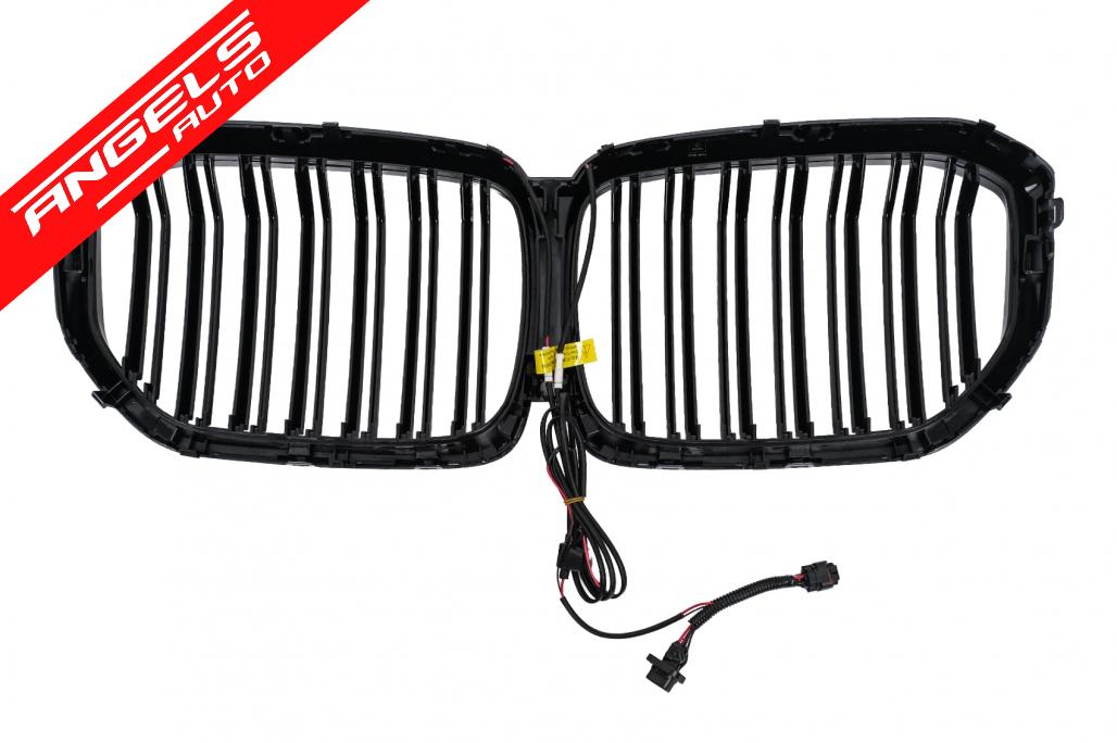 Grila Centrala cu LED compatibila cu BMW X5 G05 (2018-2022) Dubla Negru Lucios - imagine 7