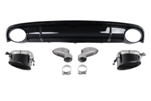 Difuzor Bara Spate si Tobe Evacuare compatibil cu Audi A7 4G (2010-2014) RS7 Design Negru